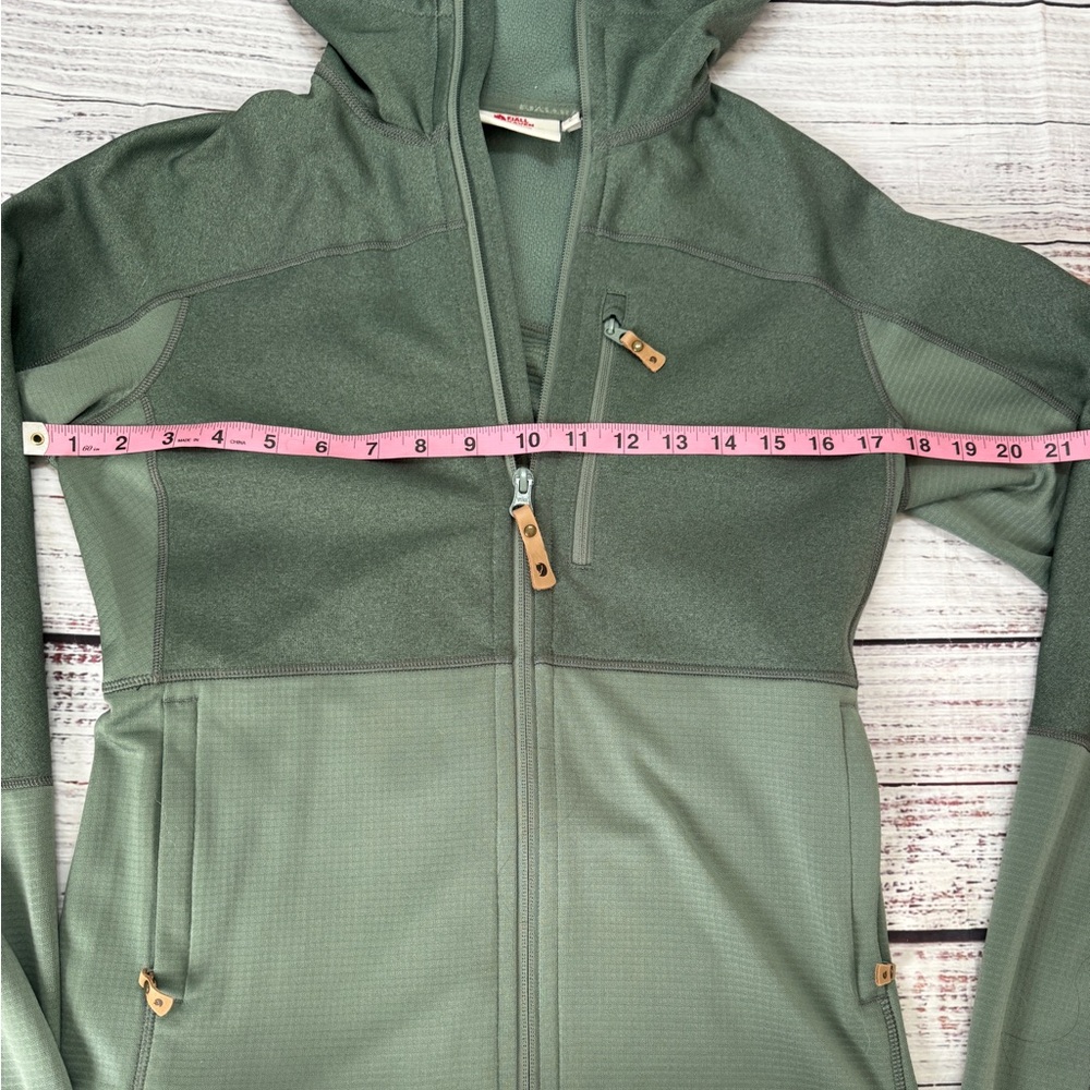 Fjallraven Abisko Trail Fleece Hoodie Green Lightweight Hiking Jacket - Picture 6 of 9